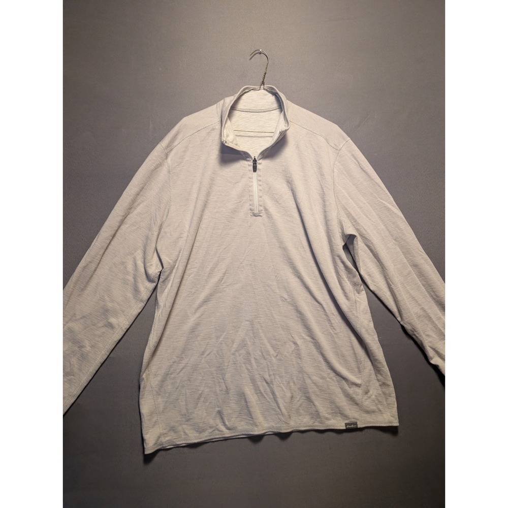 Eddie Bauer Mens Gray Space Dye Mock Neck Quarter Zip Athleisure Running Shirt L